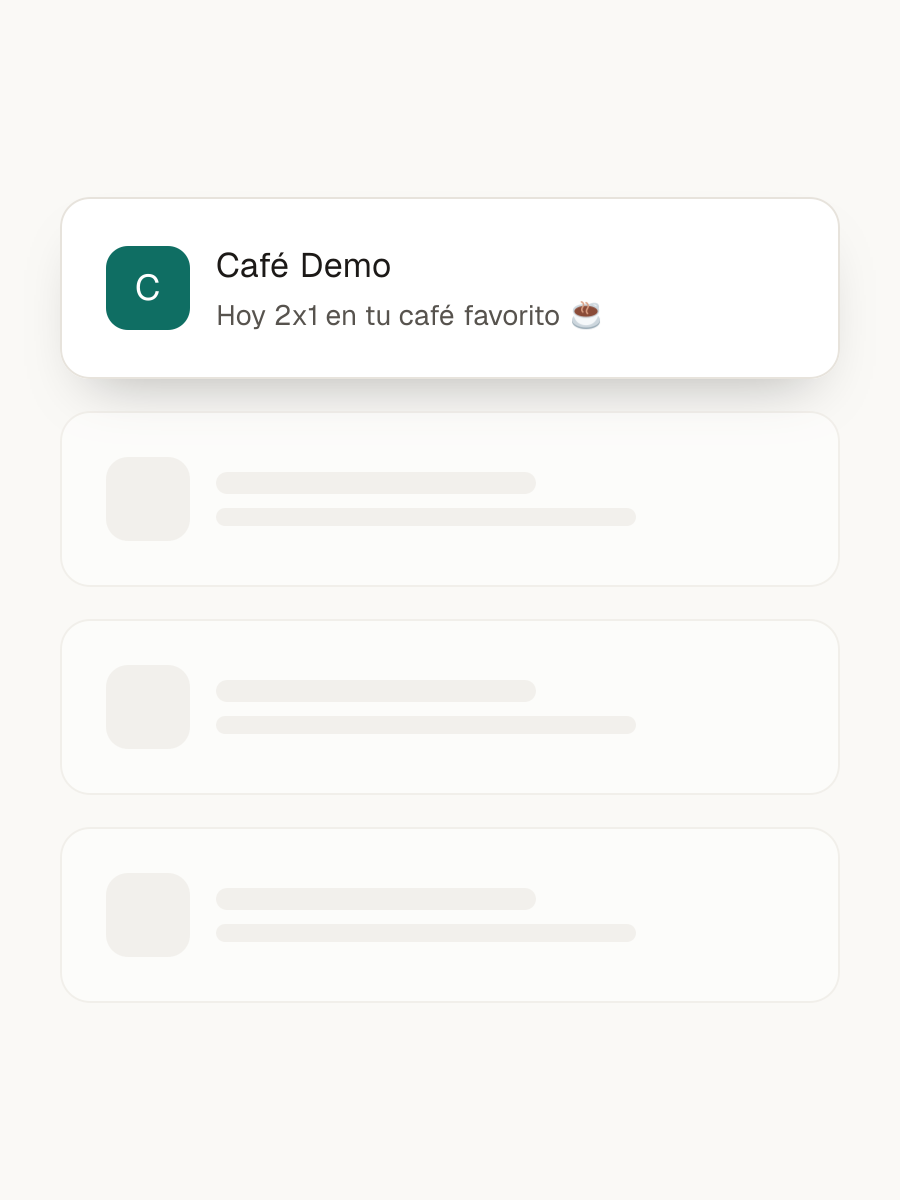 Ilustración de una notificación de promoción llegando al celular del cliente