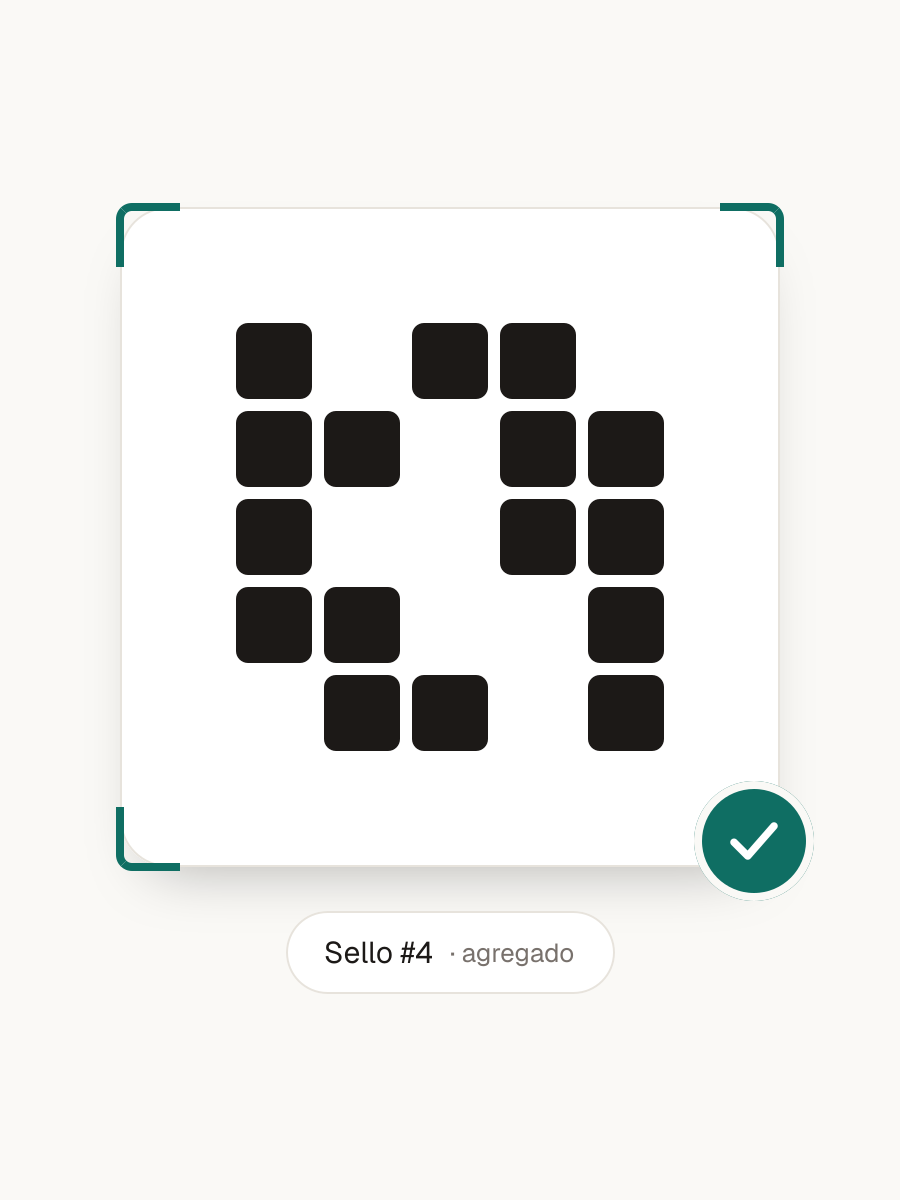 Ilustración de un código QR siendo escaneado para dar un sello